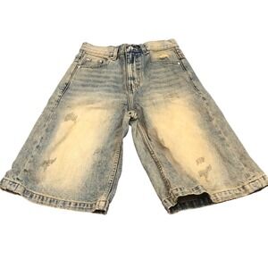 Simple Project Denim Jorts Unisex XS Blue Distressed‎ Baggy Streetwear K23800